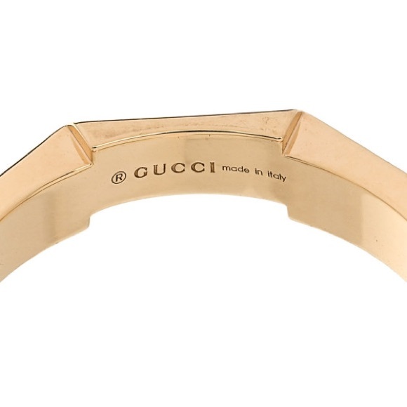 GUCCI 18K Yellow Gold Diamond Enamel Link to Love Ring size 10 Black - Picture 3 of 7